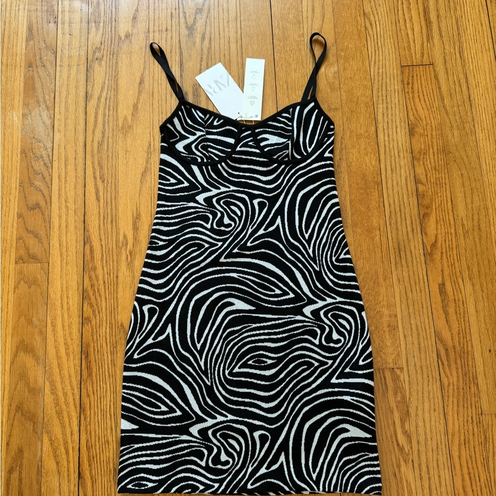 Zara Black & White Zebra-Print Mini Dress